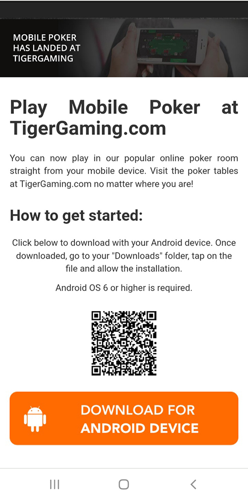 tiger gaming registration via mobile app