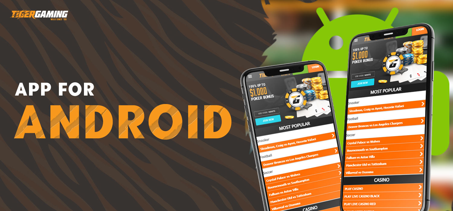 tiger gaming mobile app is an android app that comes in the form of apk files