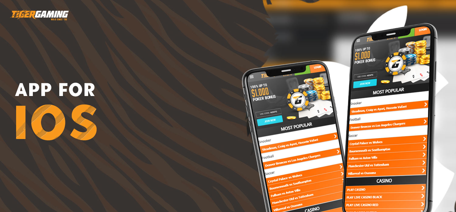 instructions are given on how to download the tiger gaming app for ios devices