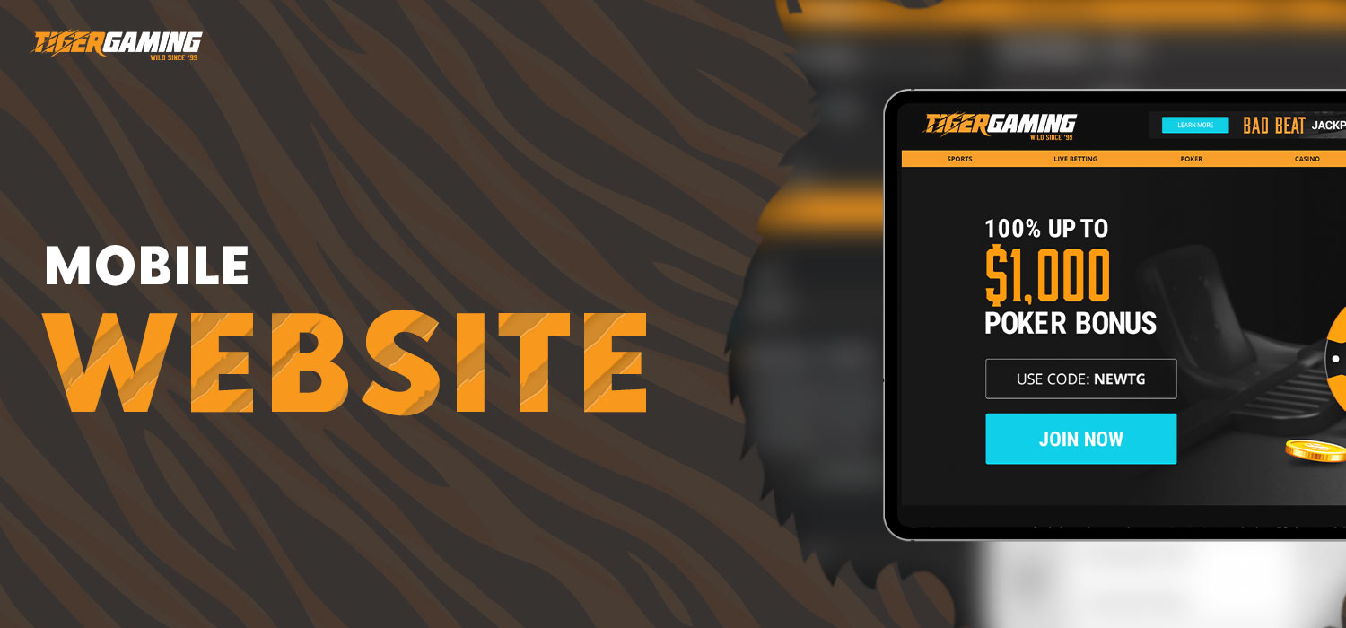 tiger gaming has a mobile site that provides the same experience as the pc site